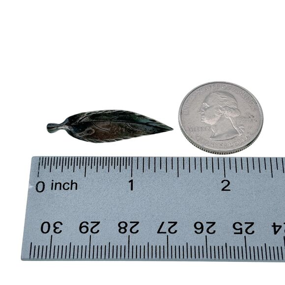 Vintage NYE Blackened Sterling Silver 925 Leaf Pin Brooch - Picture 4 of 5